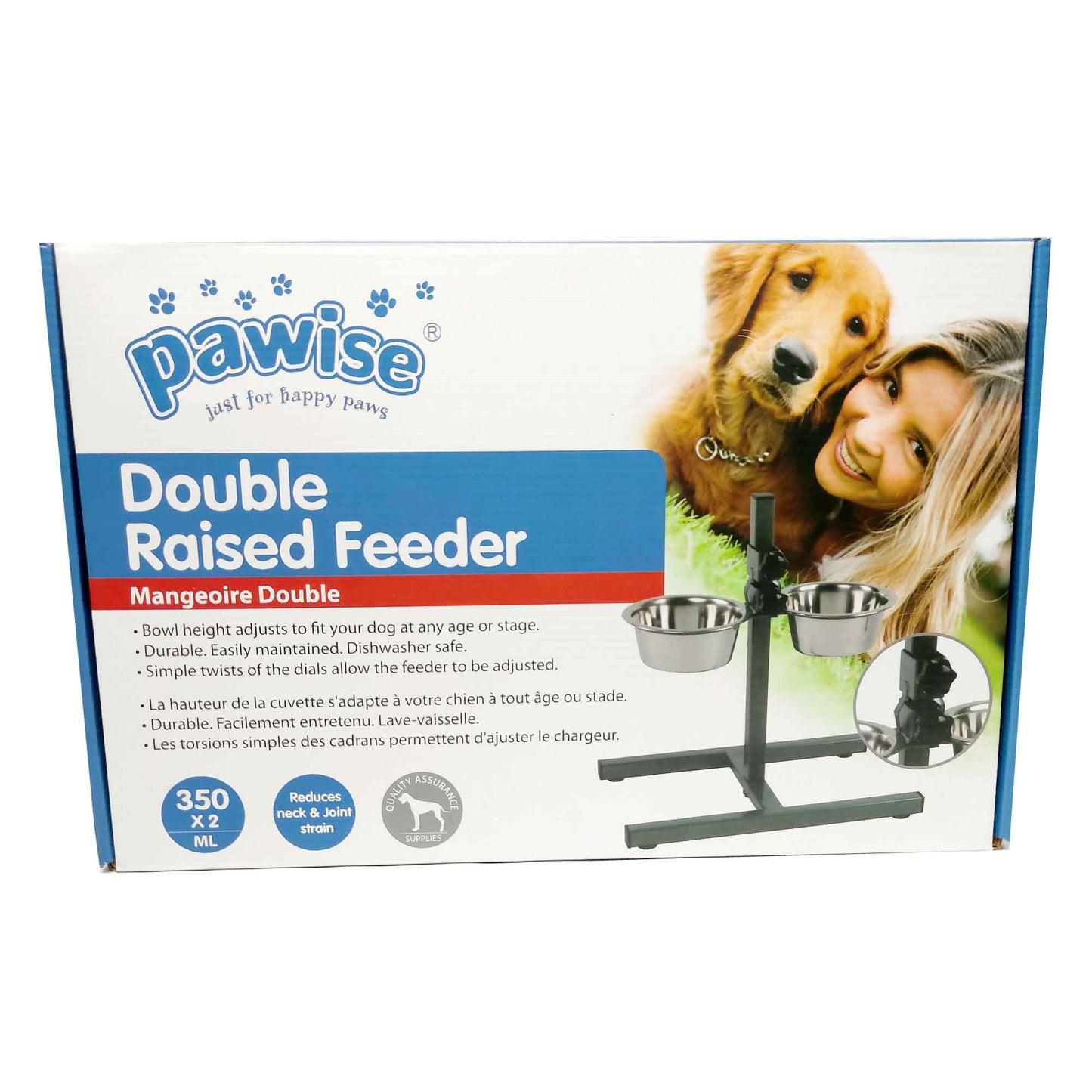 Double Raised Dog Bowl Stand 350ml Pet Cat Elevated Adjustable Food Water Feeder-0