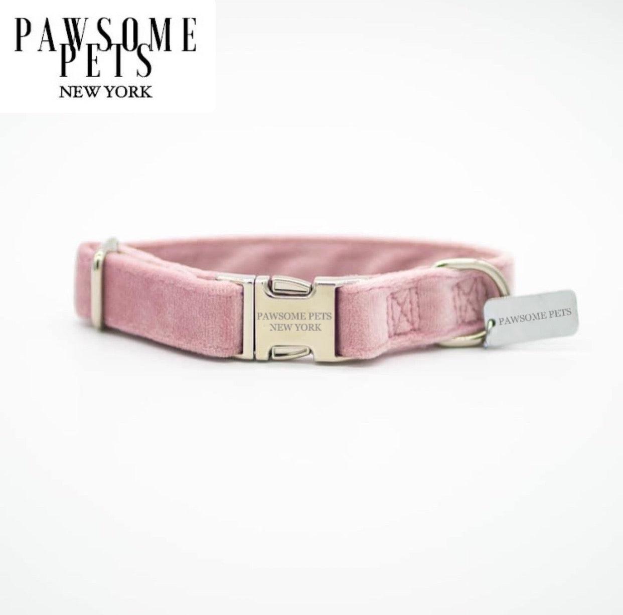 DOG & CAT COLLAR - PINK VELVET-0