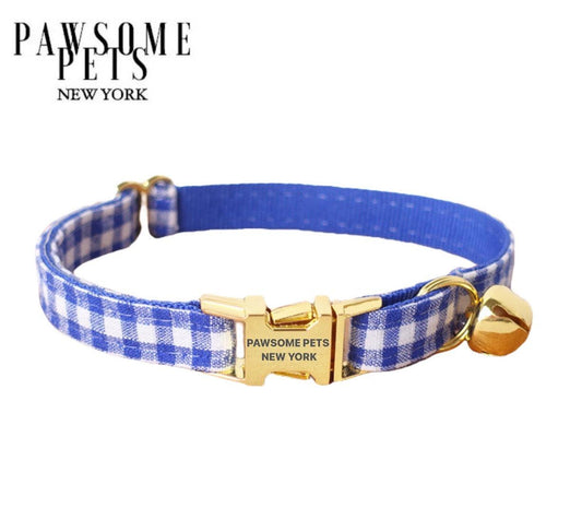 DOG & CAT COLLAR - WOADED BLUE STRIPE-0