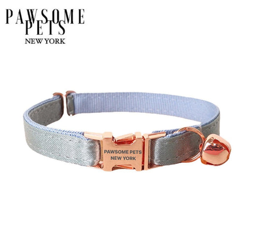 DOG & CAT COLLAR - SILVER BLUE GREY