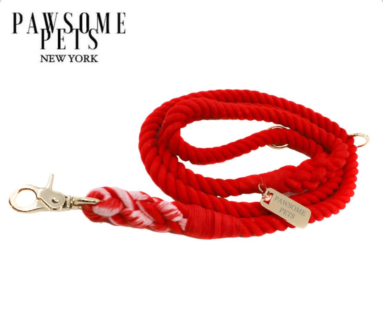 ROPE LEASH - RED ROSE-0