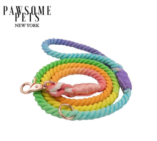 ROPE LEASH - PASTEL RAINBOW