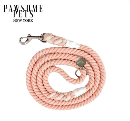 ROPE LEASH -  LIGHT CORAL PINK