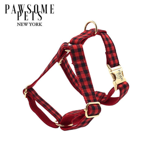 STEP IN HARNESS - RED BLACK STRIPE