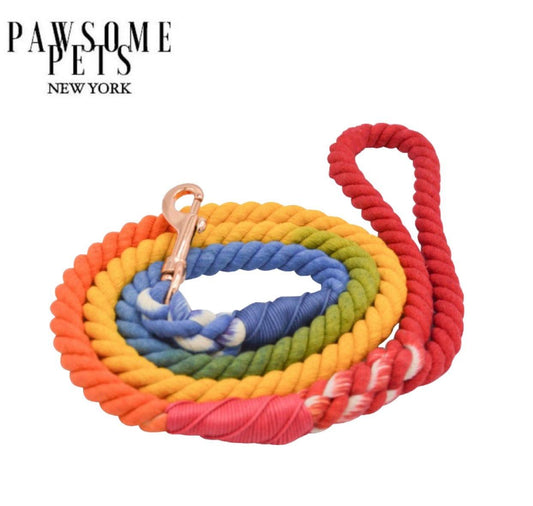 ROPE LEASH - DARK RAINBOW