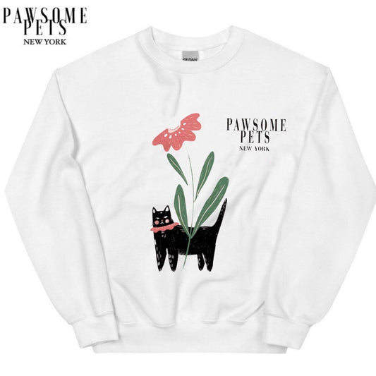 SWEATSHIRT - BLACK CAT WITH FLOWER