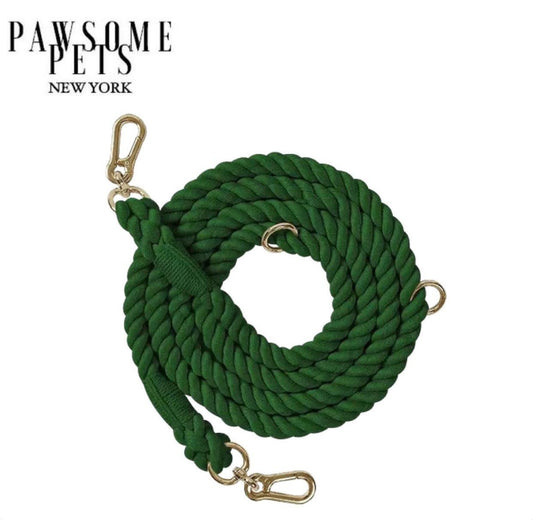 HANDS FREE DOG ROPE LEASH - HUNTER GREEN