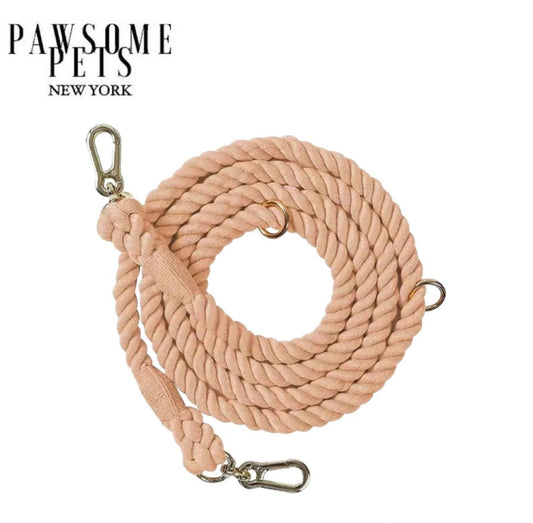 HANDS FREE DOG ROPE LEASH - COTTON CORAL