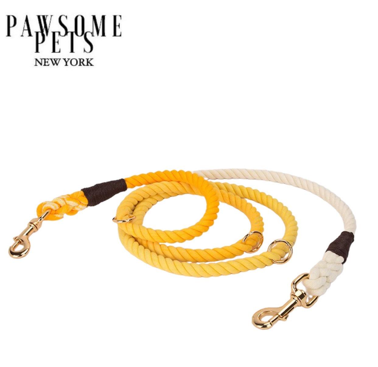 HANDS FREE DOG ROPE LEASH - OMBRE DARK YELLOW