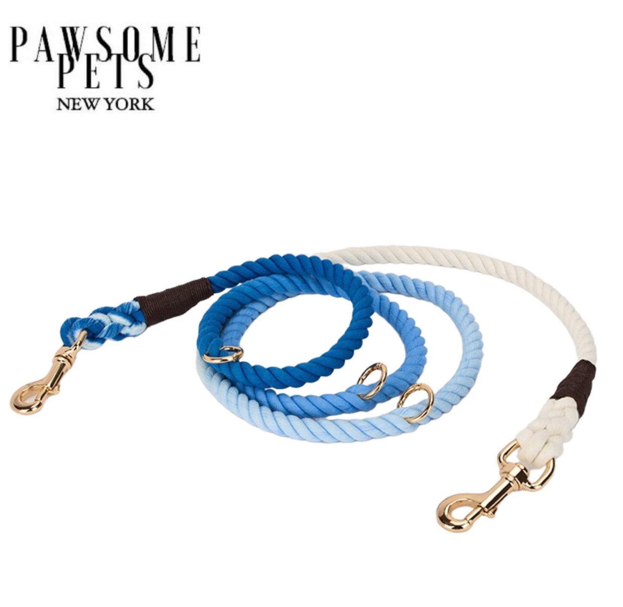 HANDS FREE DOG ROPE LEASH - OMBRE DARK BLUE