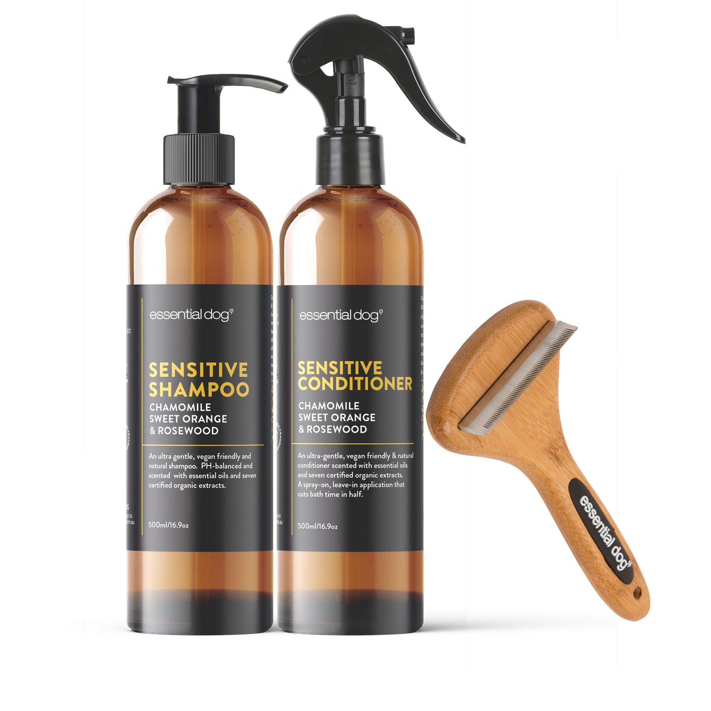 500ml Sensitive Shampoo & Conditioner & Natural Bamboo Brush