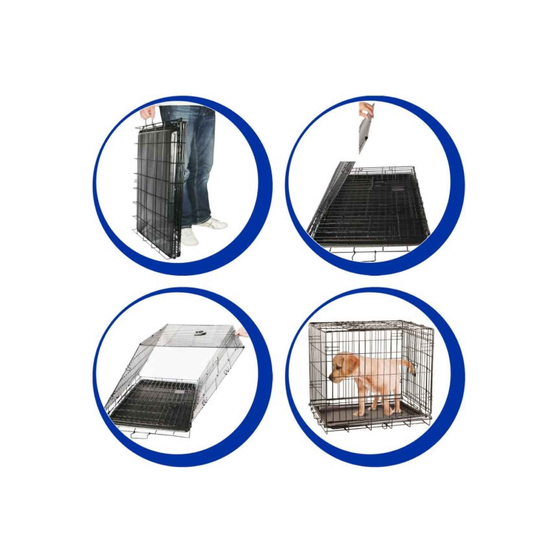 Dog Wire Crate - Portable Collapsible Travel Kennel - Pet Puppy Cage-4