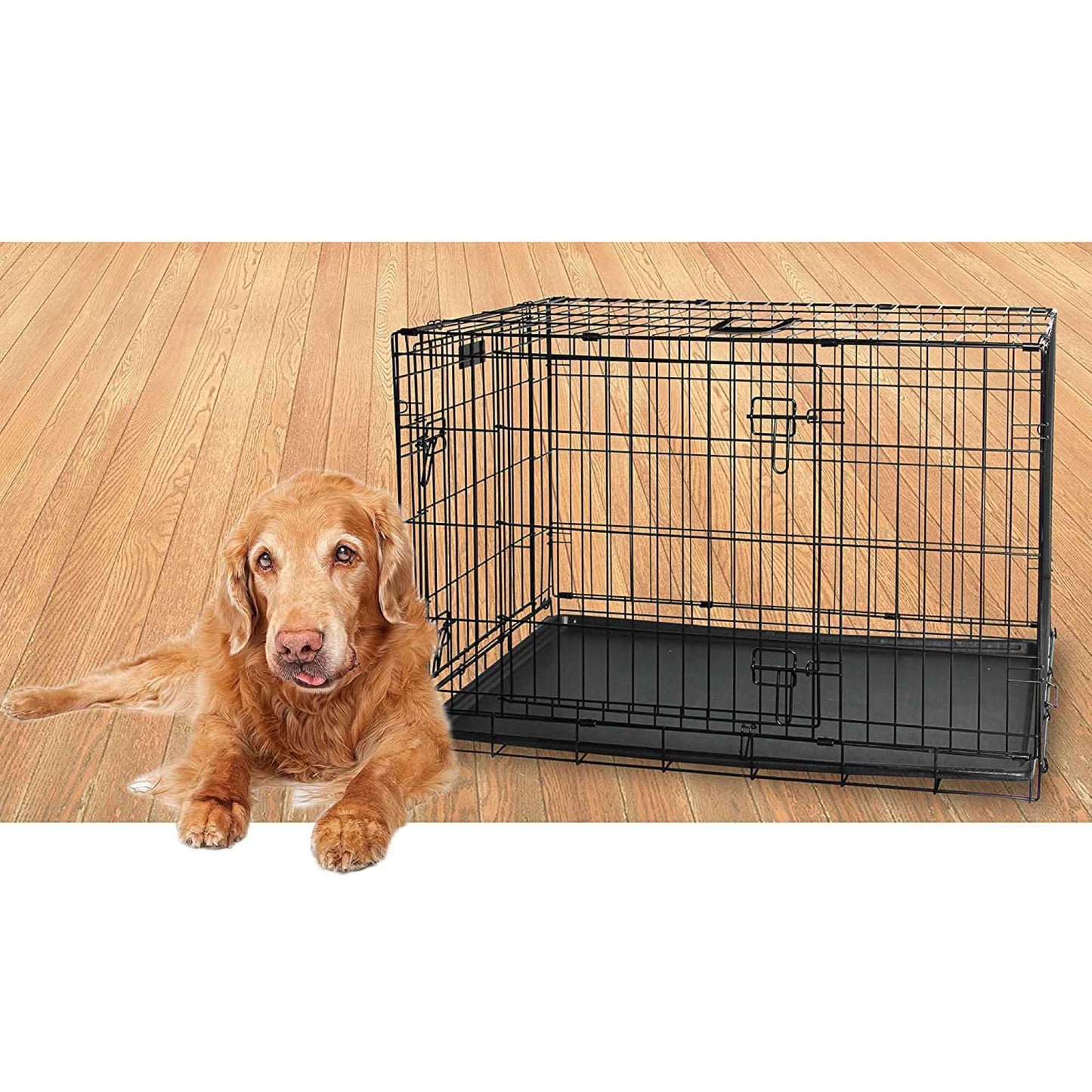 Dog Wire Crate - Portable Collapsible Travel Kennel - Pet Puppy Cage-3