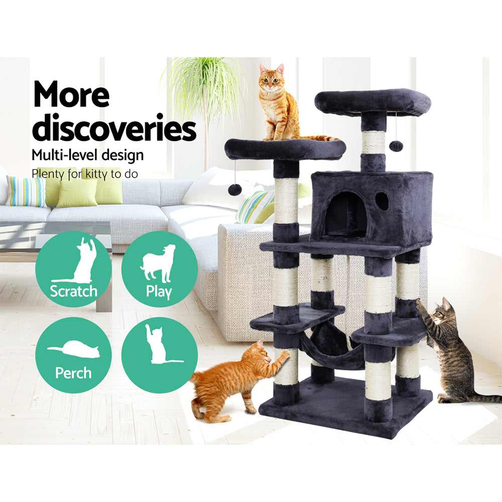 i.Pet Cat Tree Trees Scratching Post Scratcher Tower Condo House Furniture Wood-13