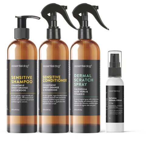 Sensitive Pack 4: Shampoo, Conditioner, Dermal Scratch Spray & Cream