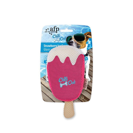 Dog Drinking Sponge Soak - Strawberry Ice Cream Shape Chew Play Toy AFP - Pink-0